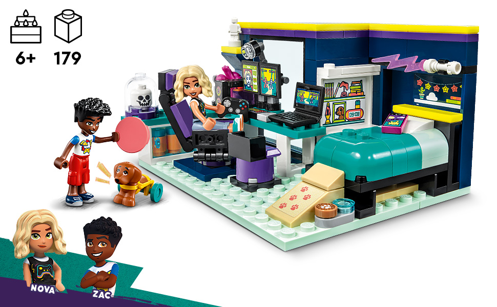 Explore friendships, gaming fun and animal care as kids role-play with mini-dolls Nova and Zac.