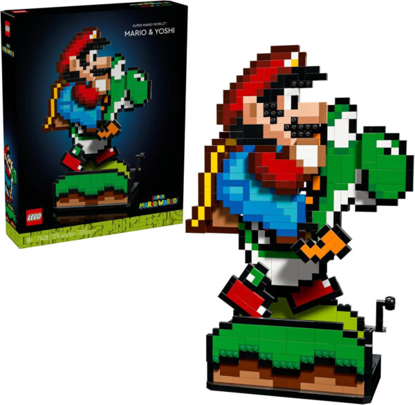 LEGO Super Mario World: Mario & Yoshi Nintendo Gift for Adult Fans, Mario Collectible Playset, Pixelated Nintendo Figures, Playful Display Model, Fun Room Décor, 71438