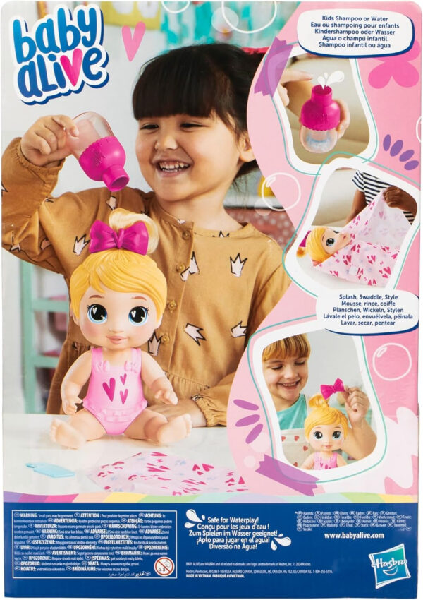 Baby Alive Shampoo Snuggle Harper Hugs Blonde Hair 11 Inch Water Baby Doll Playset, Toys for 3 Year Old Girls & Boys & Up - Image 14