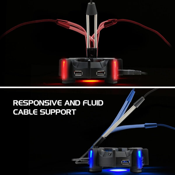 ENHANCE Pro Gaming Mouse Bungee Cable Holder 4 Port USB Hub with 7 LED Color Modes, Cable Management Support, Improved Accuracy and Weighted Design for Competitive Esports Games, Gaming Accessories - Image 5