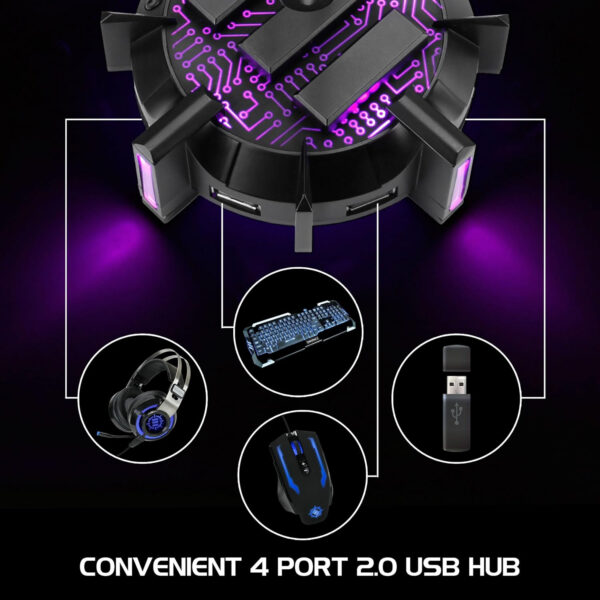 ENHANCE Pro Gaming Mouse Bungee Cable Holder 4 Port USB Hub with 7 LED Color Modes, Cable Management Support, Improved Accuracy and Weighted Design for Competitive Esports Games, Gaming Accessories - Image 6