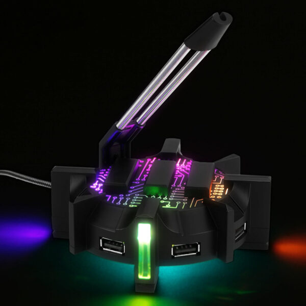 ENHANCE Pro Gaming Mouse Bungee Cable Holder 4 Port USB Hub with 7 LED Color Modes, Cable Management Support, Improved Accuracy and Weighted Design for Competitive Esports Games, Gaming Accessories - Image 10