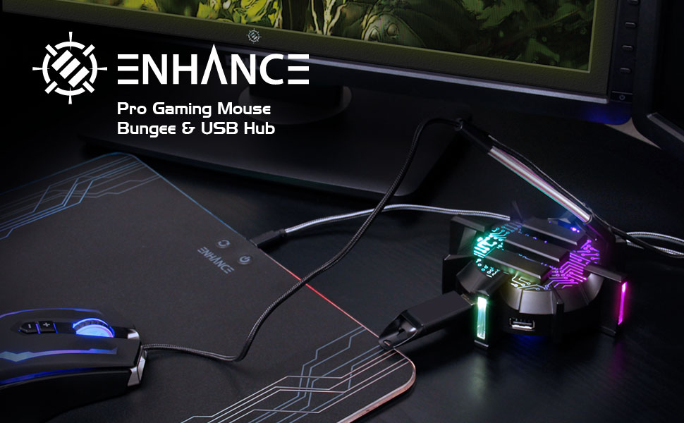 pro mouse gaming bungee cord led rgb