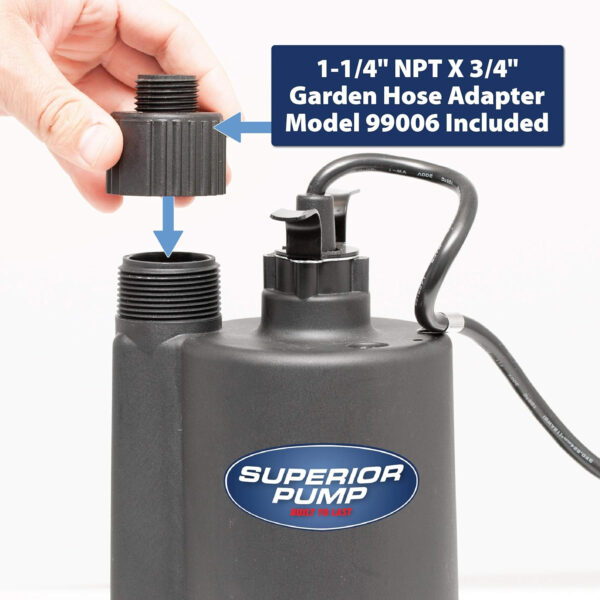 Superior Pump 91570 3300GPH Thermoplastic Submersible Utility Pump with 10-Foot Cord, 1/2 HP - Image 8