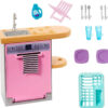 Barbie Furniture & Accessories Set, Doll House Décor, 10+ Pieces for Kitchen Include Dishwasher with Working Door & Sliding Rack, Plus Attached Sink & Counter