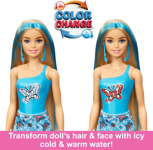 Barbie Color Reveal Doll & Accessories with 6 Unboxing Surprises, Rainbow-Inspired Series with Color-Change Bodice, 1960s Theme - Image 5