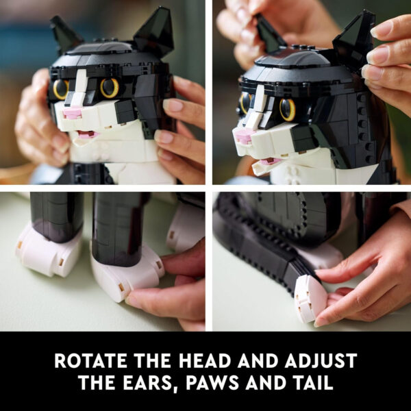 LEGO Ideas Tuxedo Cat, Home Décor, Cat Gift Idea for Animal-Lovers, Cat Lover Gifts, Collectible Model, Creative Activity, Building Set for Adults, 21349 - Image 4