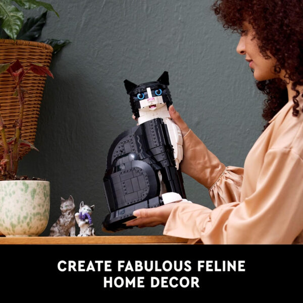LEGO Ideas Tuxedo Cat, Home Décor, Cat Gift Idea for Animal-Lovers, Cat Lover Gifts, Collectible Model, Creative Activity, Building Set for Adults, 21349 - Image 7