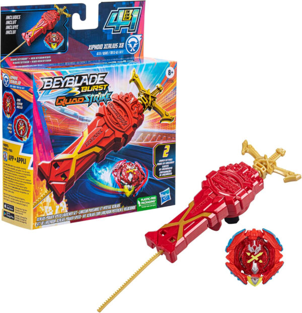 Beyblade Burst QuadStrike Xcalius Power Speed Launcher Pack, Battle Game Set with Xcalius Power Speed Launcher and Right-Spin Battling Top Toy
