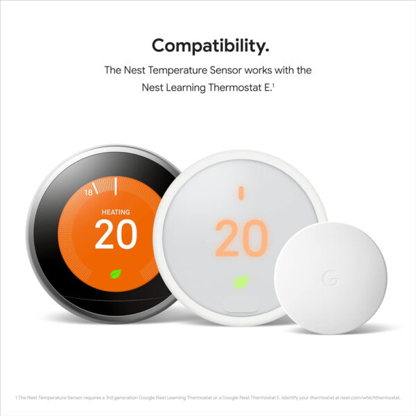 Google Nest Temperature Sensor - Nest Thermostat Sensor - Nest Sensor That Works with Nest Learning Thermostat and Nest Thermostat E - Smart Home, White - Image 6