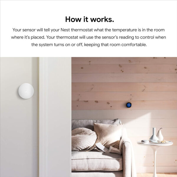 Google Nest Temperature Sensor - Nest Thermostat Sensor - Nest Sensor That Works with Nest Learning Thermostat and Nest Thermostat E - Smart Home, White - Image 10