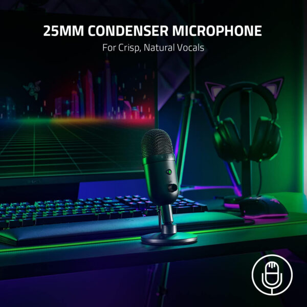 Razer Seiren V2 X USB Condenser Microphone for Streaming and Gaming on PC: Supercardioid Pickup Pattern - Integrated Digital Limiter - Mic Monitoring and Gain Control - Built-in Shock Absorber - Image 3
