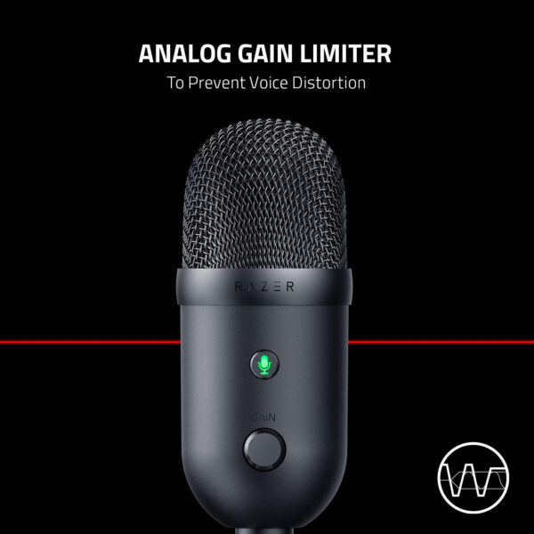 Razer Seiren V2 X USB Condenser Microphone for Streaming and Gaming on PC: Supercardioid Pickup Pattern - Integrated Digital Limiter - Mic Monitoring and Gain Control - Built-in Shock Absorber - Image 5