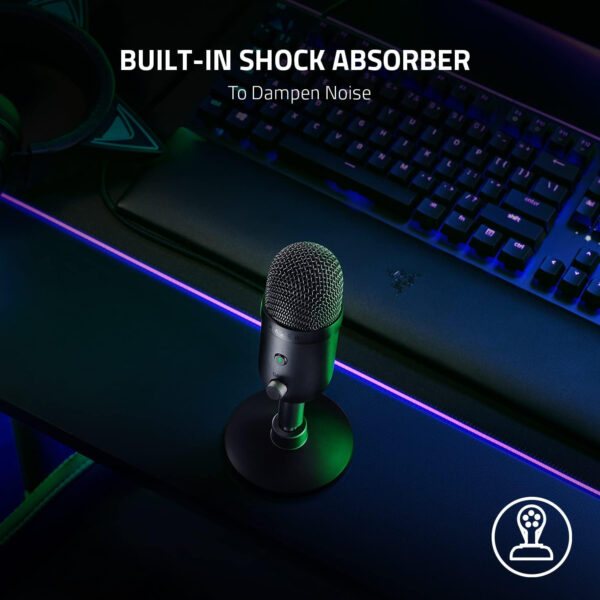 Razer Seiren V2 X USB Condenser Microphone for Streaming and Gaming on PC: Supercardioid Pickup Pattern - Integrated Digital Limiter - Mic Monitoring and Gain Control - Built-in Shock Absorber - Image 7