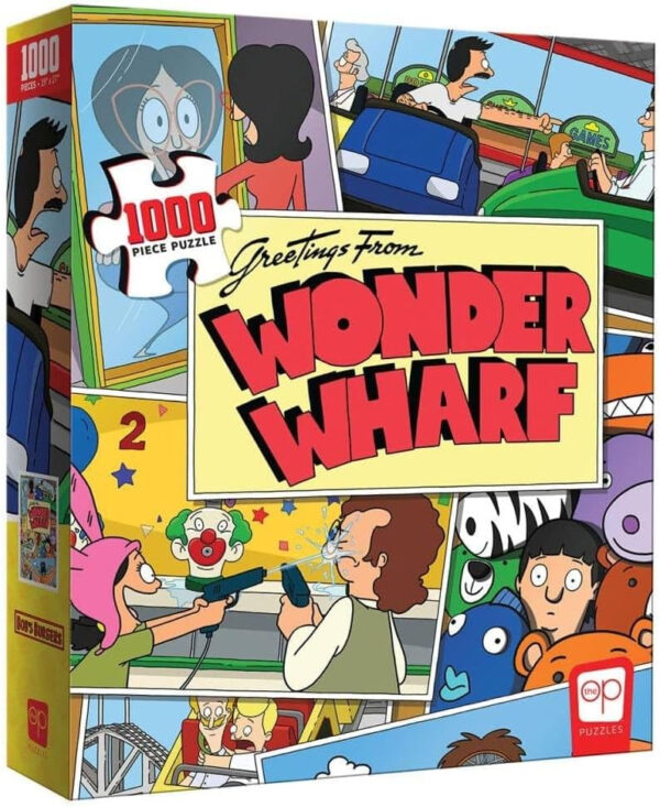 Bob's Burgers Greetings from Wonder Wharf 1000 Piece Jigsaw Puzzle | Officially Licensed & Collectible Bobs Burgers TV Show Merchandise | Original Artwork Featuring Bob, Linda, Tina, Louise, Gene