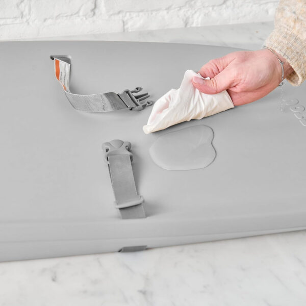 Nattou Softy Changing Pad w/Belt- Wipeable Baby Changing Mat- Durable, Water-Resistant, Cocoon Shape with Honeycomb Bottom Grips BPA-Free, Assimilates Room Temperature - Grey - Image 3