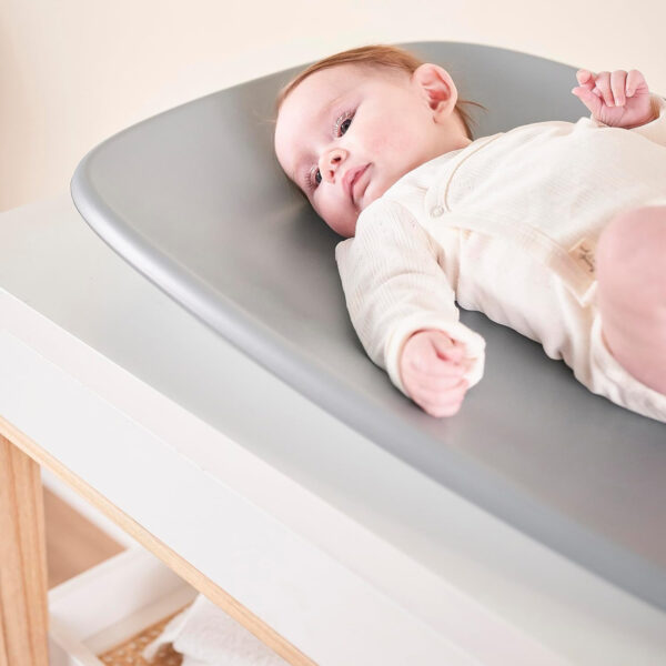 Nattou Softy Changing Pad w/Belt- Wipeable Baby Changing Mat- Durable, Water-Resistant, Cocoon Shape with Honeycomb Bottom Grips BPA-Free, Assimilates Room Temperature - Grey - Image 4