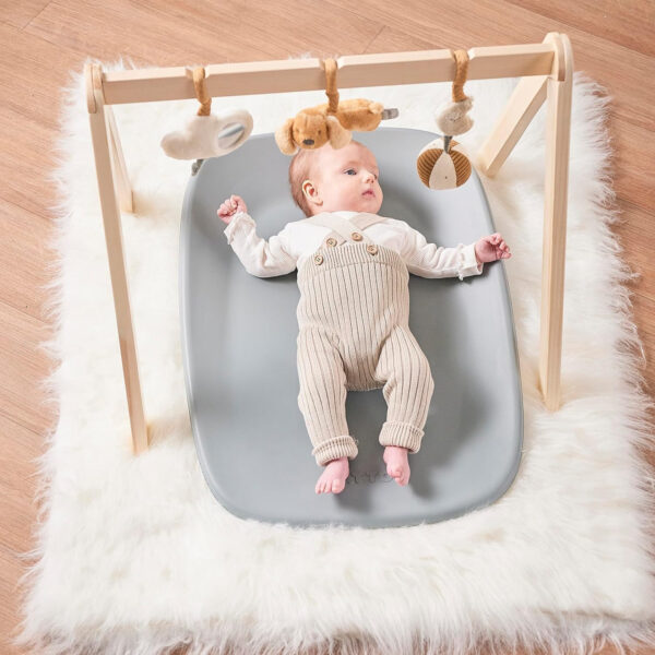 Nattou Softy Changing Pad w/Belt- Wipeable Baby Changing Mat- Durable, Water-Resistant, Cocoon Shape with Honeycomb Bottom Grips BPA-Free, Assimilates Room Temperature - Grey - Image 7